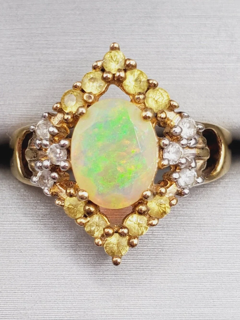 Yellow Gold Genuine Opal Ring